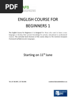 English Course For Beginners 1: Starting On 11 June