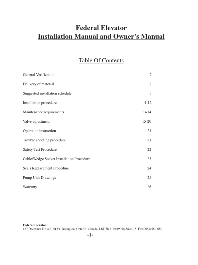 Elevator Installation Manual PDF Elevator Valve