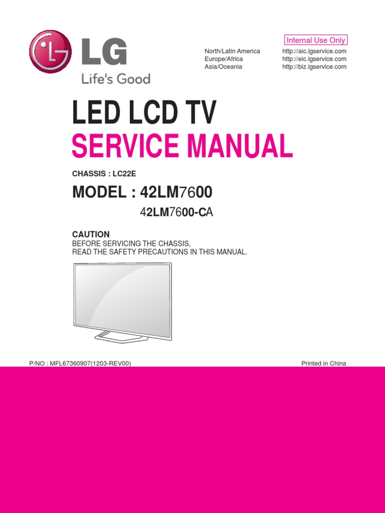 LG 42LM7600-CA CH - LC22E-tv PDF | PDF | Soldering | Printed