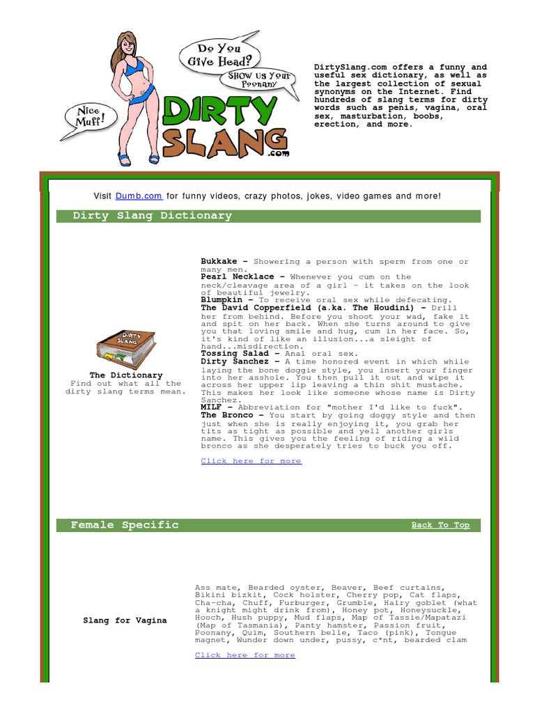 Dirtyslang Com Sexual Slang Words Sex Violence