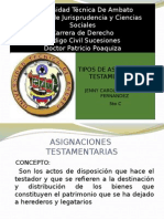 Clasificacion de Asignaciones Testamentarias Ecuador