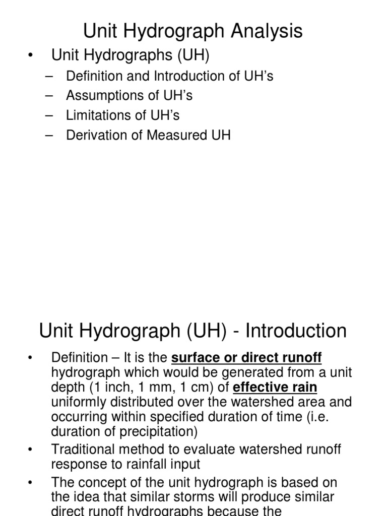 Unit Hydrograph Assumptions and Limitations | PDF | Drainage Basin ...