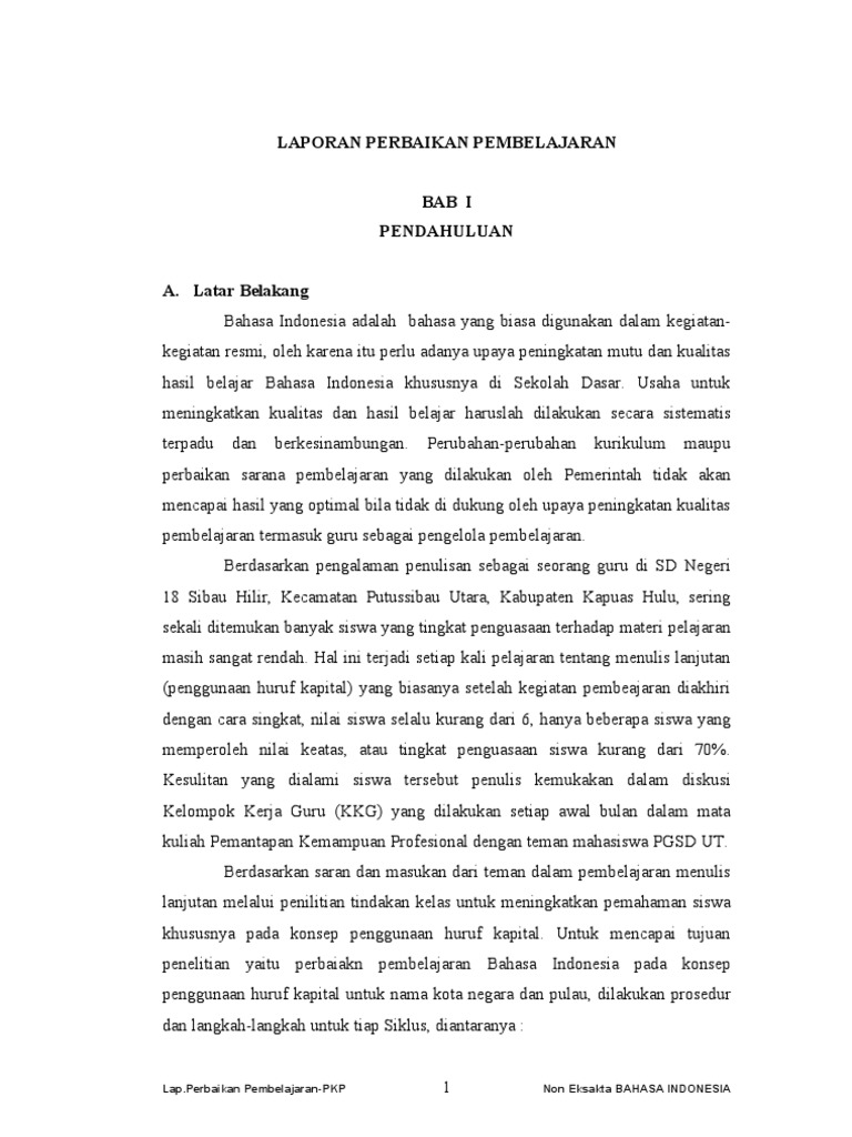 Laporan Pkp Bahasa Indonesia Kelas 5 D 2