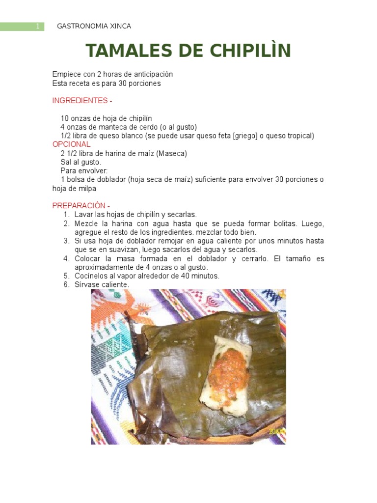 Recetas de Comida Xinca