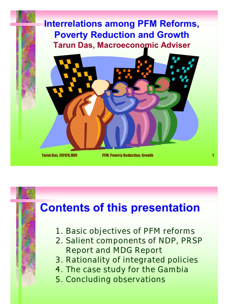 PFM Reforms, Poverty Reduction and Growth Poverty Reduction Millennium Development Goals