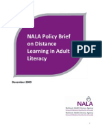 Distance Learning in Adult Literacy Policy Brief 2009