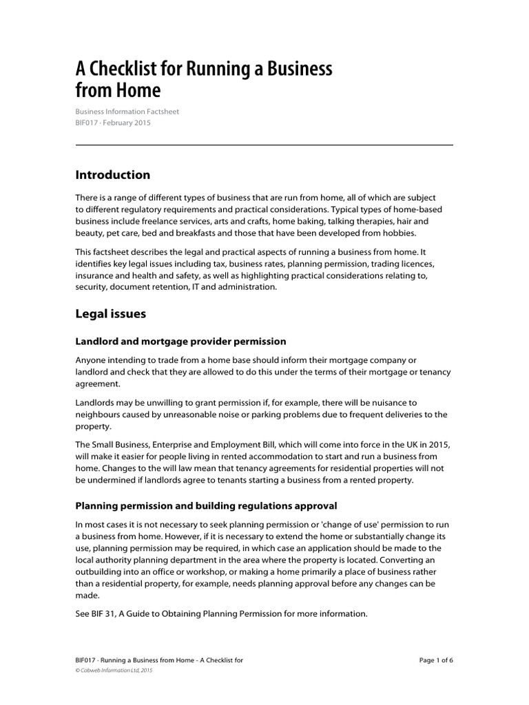 Running a Business from Home Planning Permission