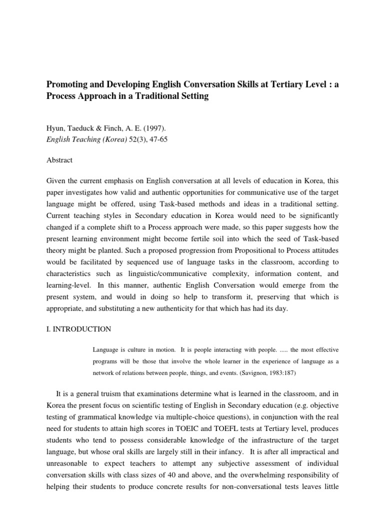 Enhancing English Conversation Skills in Korea | PDF | Learning | Teachers