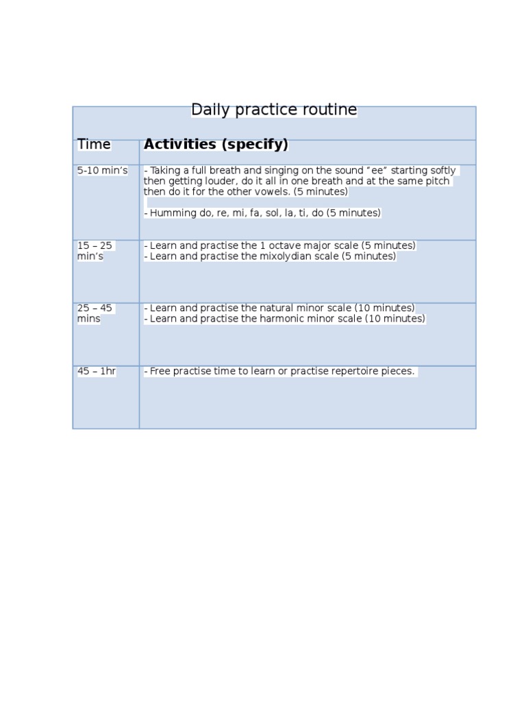Vocal Warm-Up and Scale Practice Routine | PDF