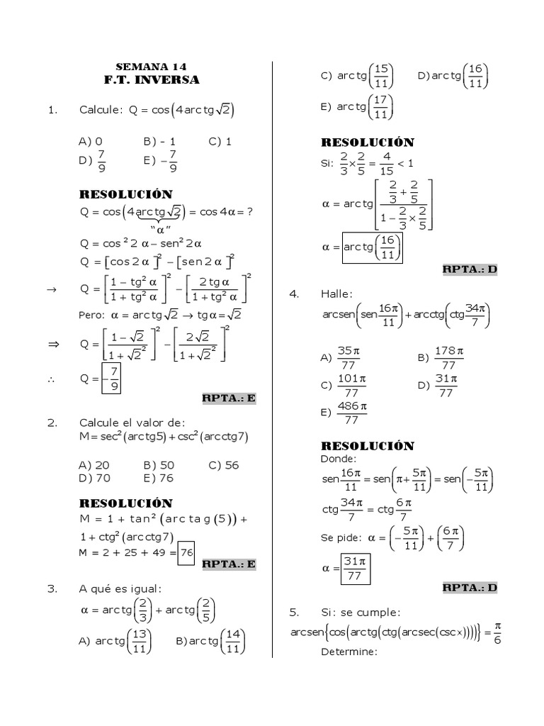 Trigonometry Practice Problems Solutions | PDF