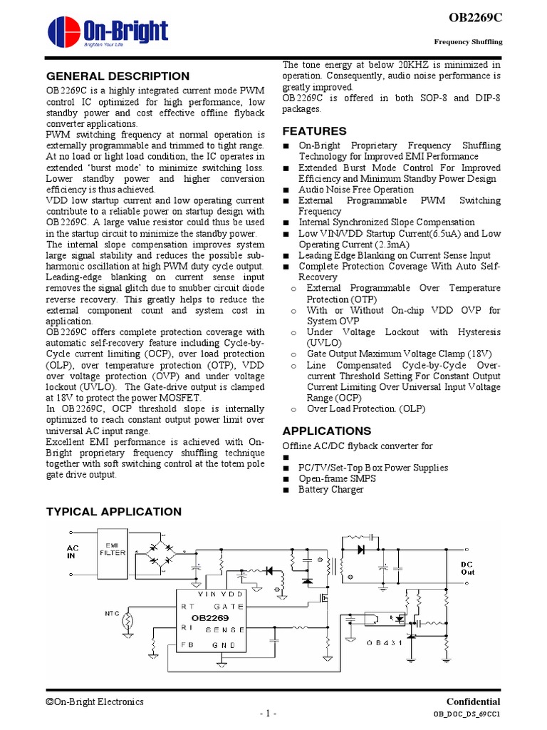 OB2269CP DATA SHEET | Mosfet | Resistor