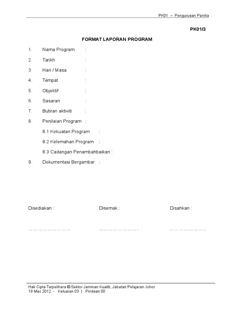 Spsk Pk01 3 Format Laporan