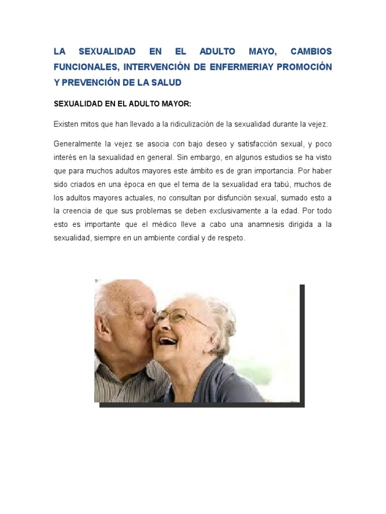 LA SEXUALIDAD EN EL ADULTO MAYOr y Cambios Funcionales | PDF | Vejez ...