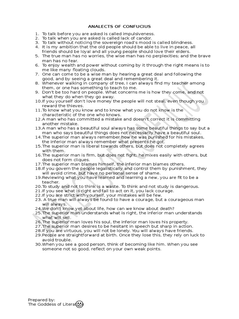 Wisdom from the Analects of Confucius | PDF