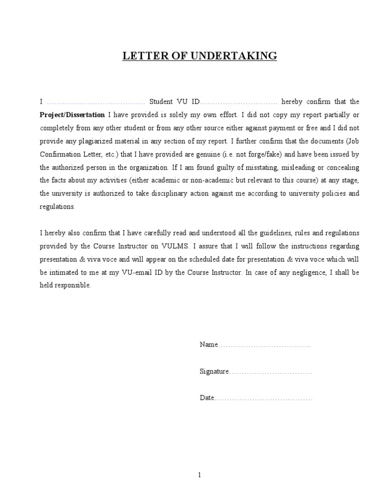 Letter Of Undertaking Pdf