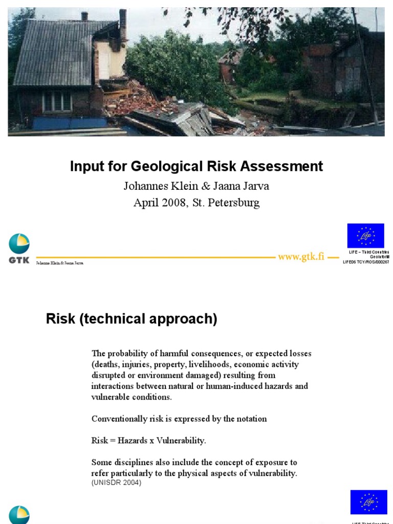 Input For Geological Risk Assessment: Johannes Klein & Jaana Jarva ...