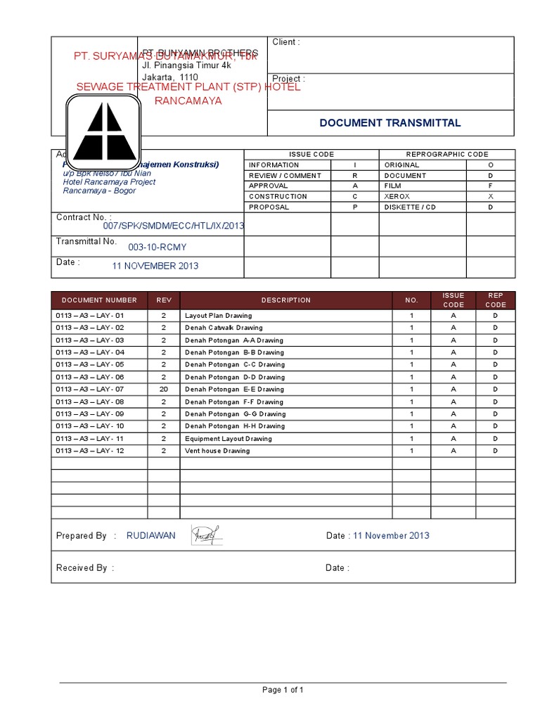 Document Transmittal for STP Project | PDF | Business | Computers