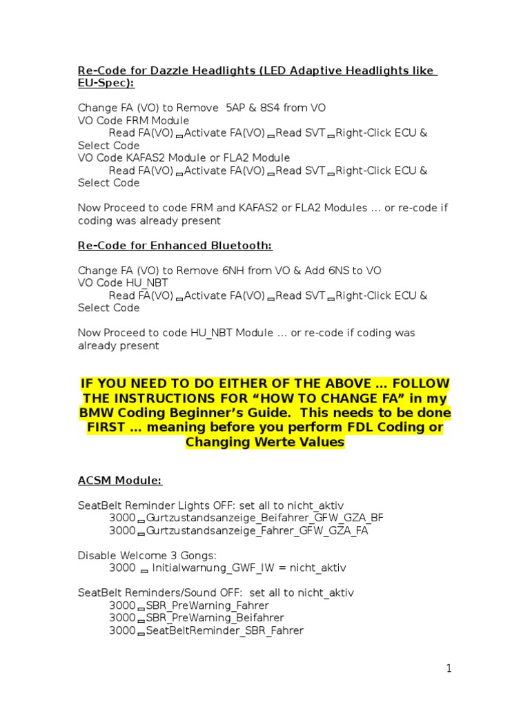 Re-Code BMW for LED Headlights and Enhanced Features | PDF ...