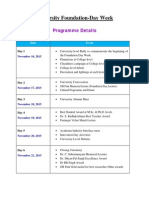 University Foundation-Day Week: Programme Details
