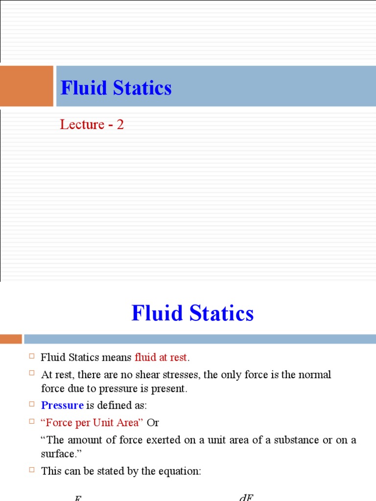 Fluid Statics: Principles and Applications | PDF | Pressure Measurement ...