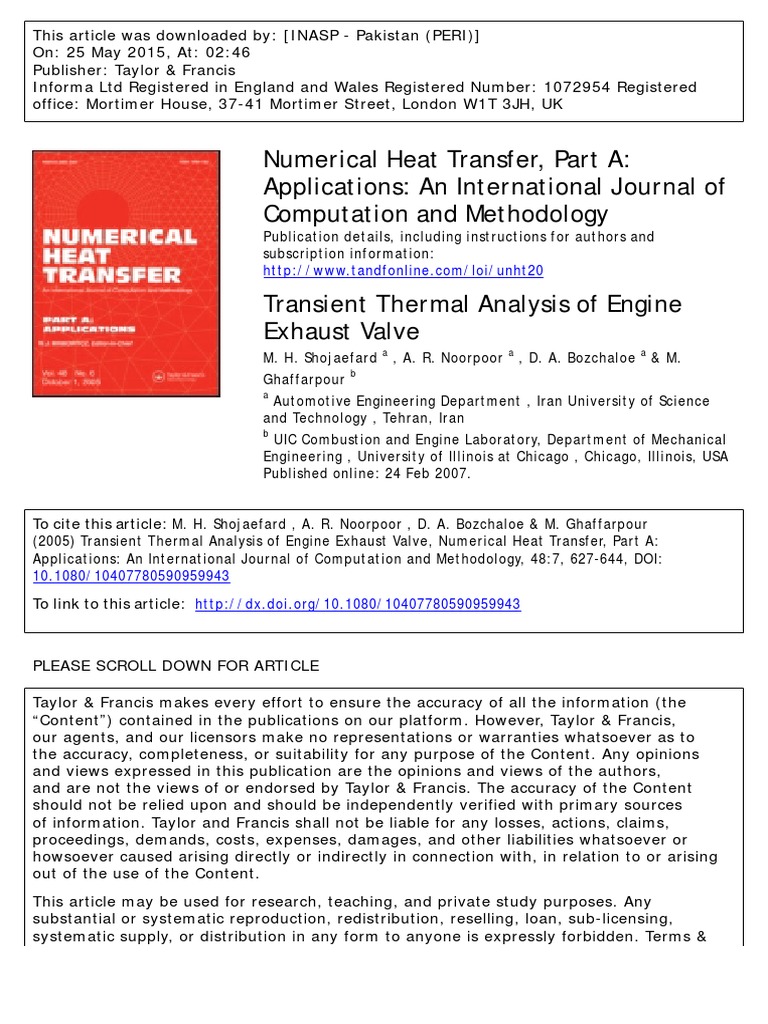 Transient Thermal Analysis of Engine Exhaust Valve | PDF | Internal ...