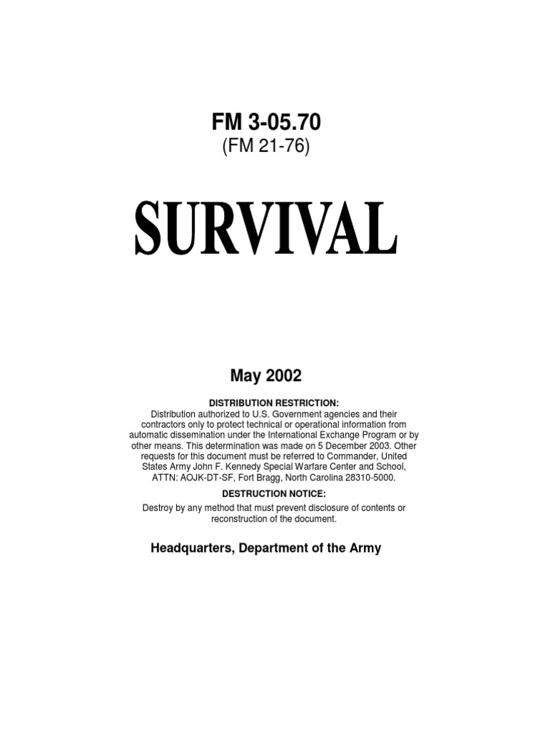 Military Survival Skills Manual FM 3-05.70 | PDF | Survival Skills ...