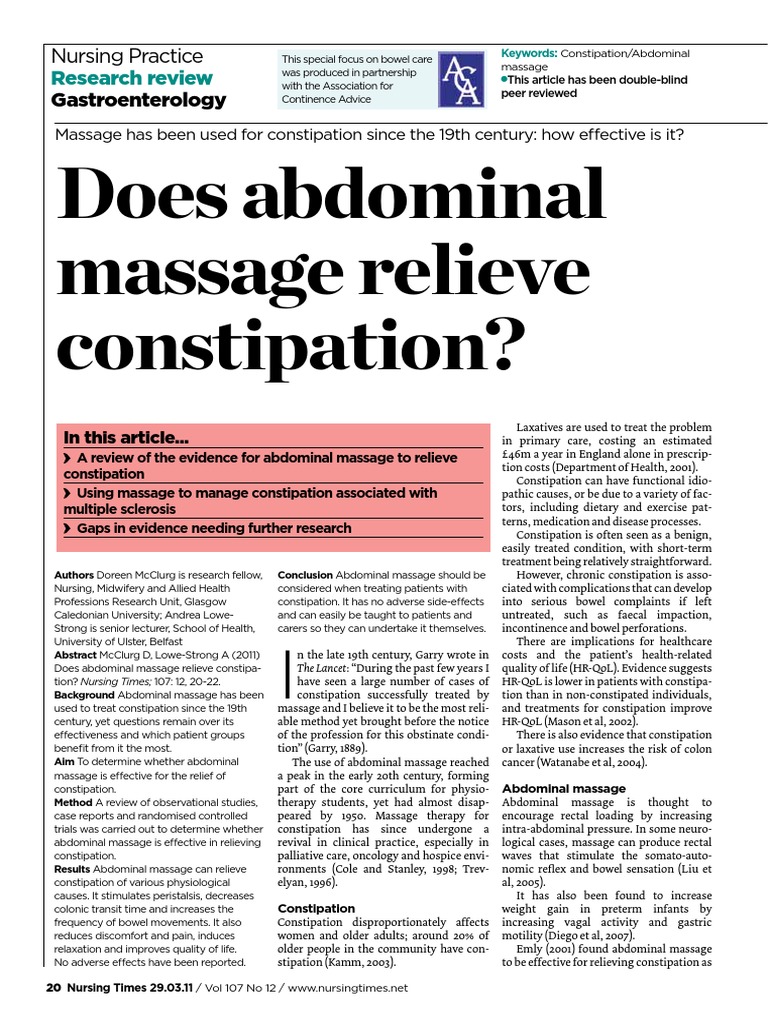 290311Does Abdominal Massage Relieve Constipation Fix Constipation