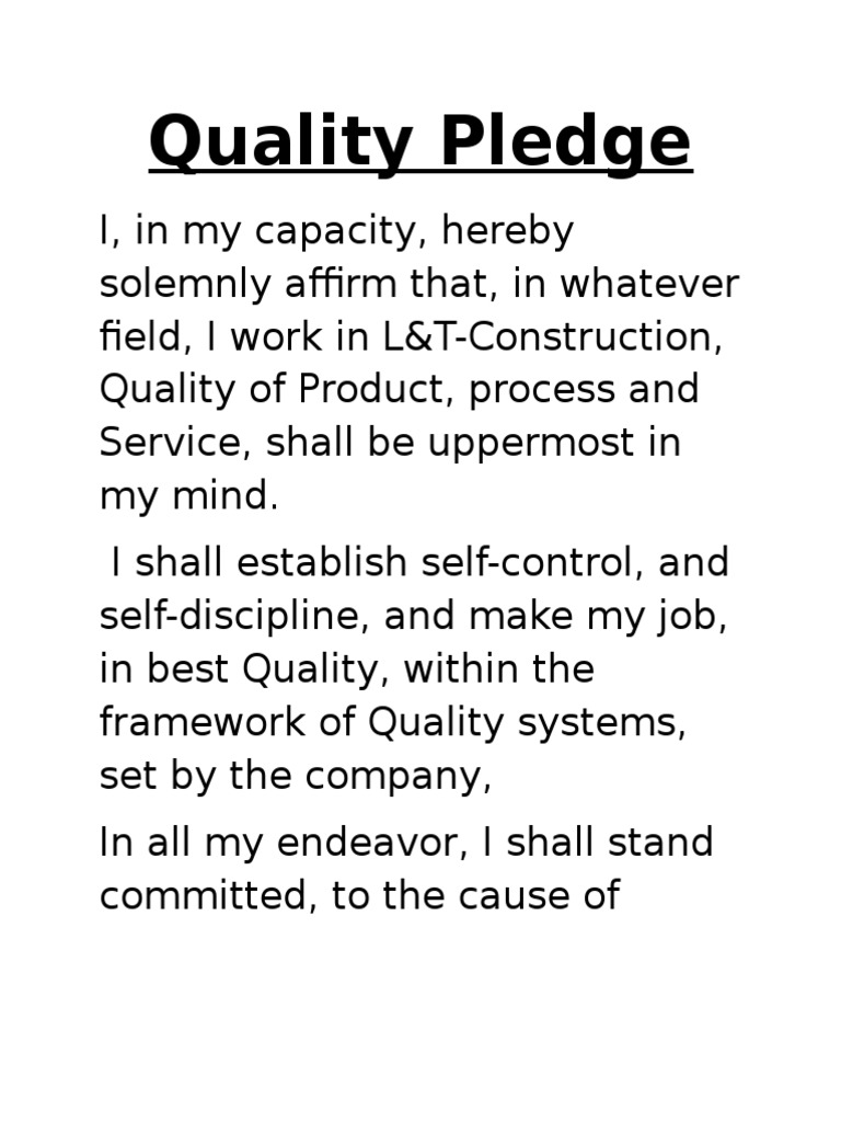 Quality Pledge