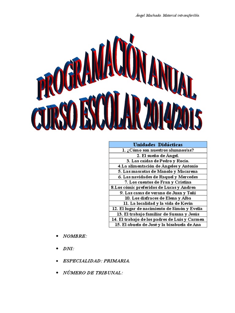 Programación Didáctica Primaria 2014-2015 | PDF | Aprendizaje ...