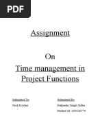 Assignment On Time Management in Project Functions