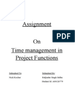 Assignment On Time Management in Project Functions