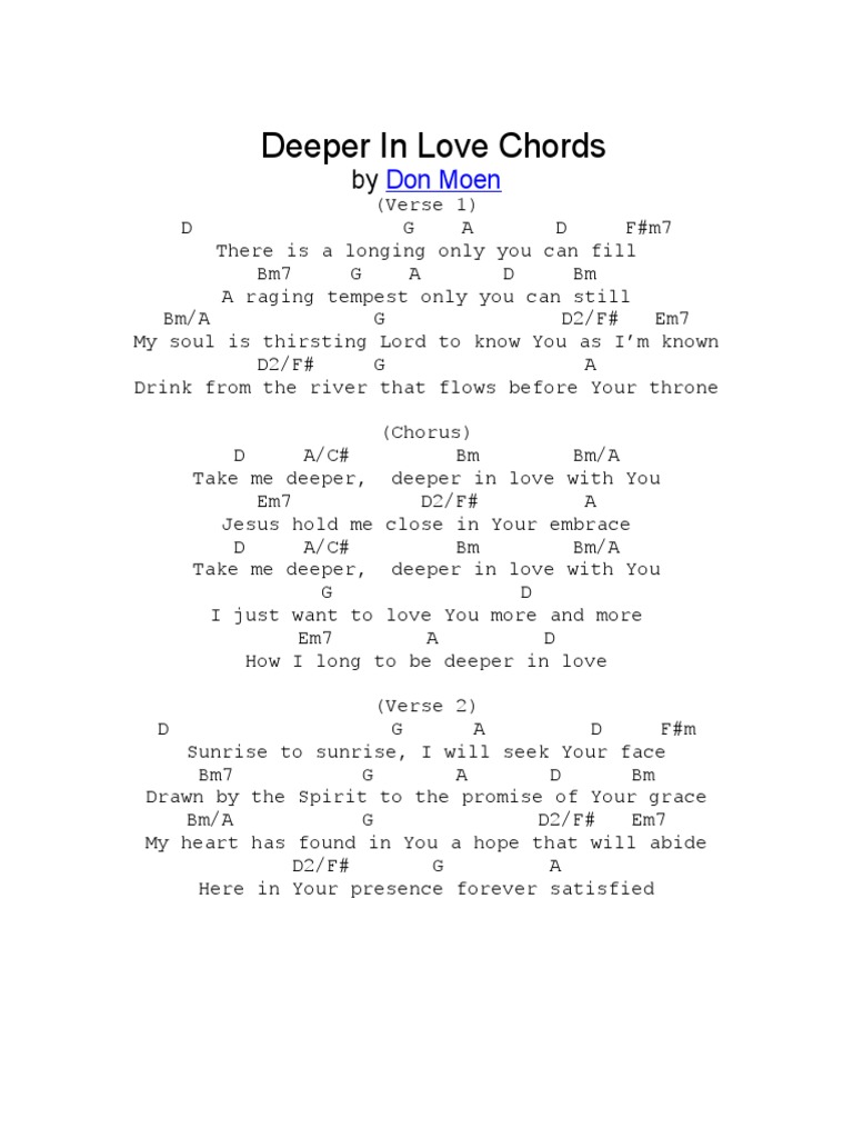 Deeper in Love Chords by Don Moen | PDF