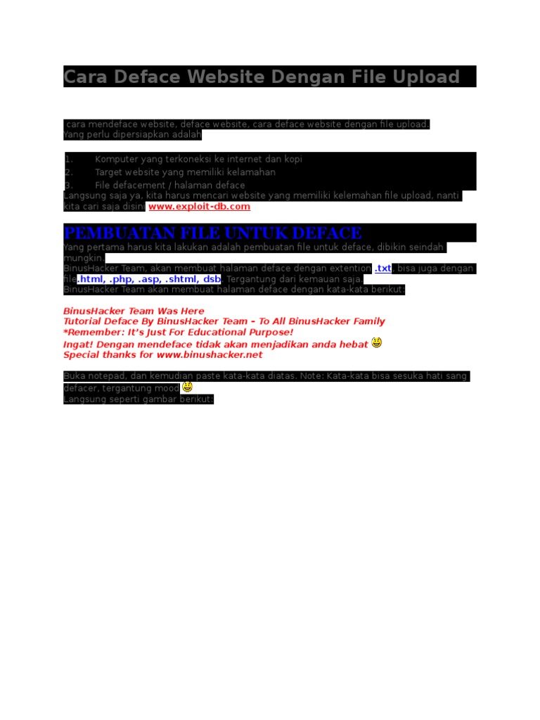 Tutorial Deface Website dengan Upload | PDF | Karier & Perkembangan ...
