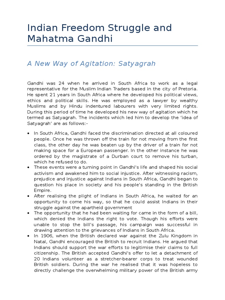 Gandhi's Role in India's Freedom Struggle | PDF | Mahatma Gandhi ...
