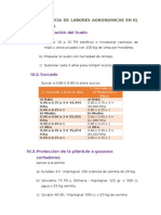 Secuencia de Labores Agronomicas en El Cultivo