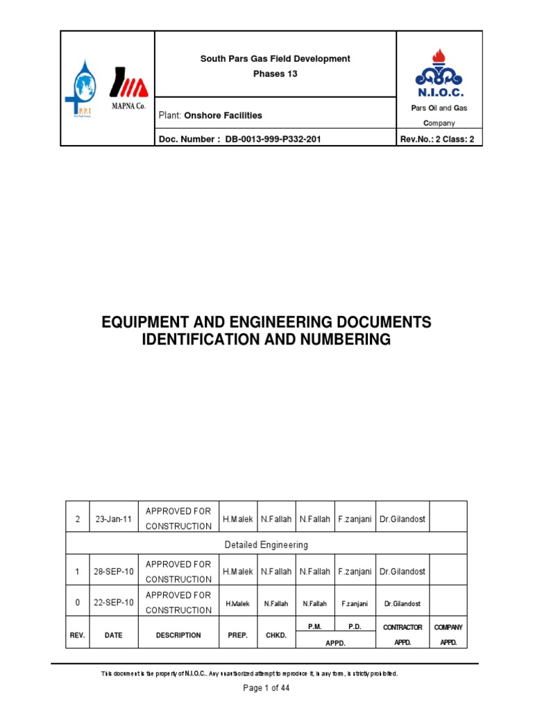 Equipment and Engineering Documents Identification and Numbering | PDF ...