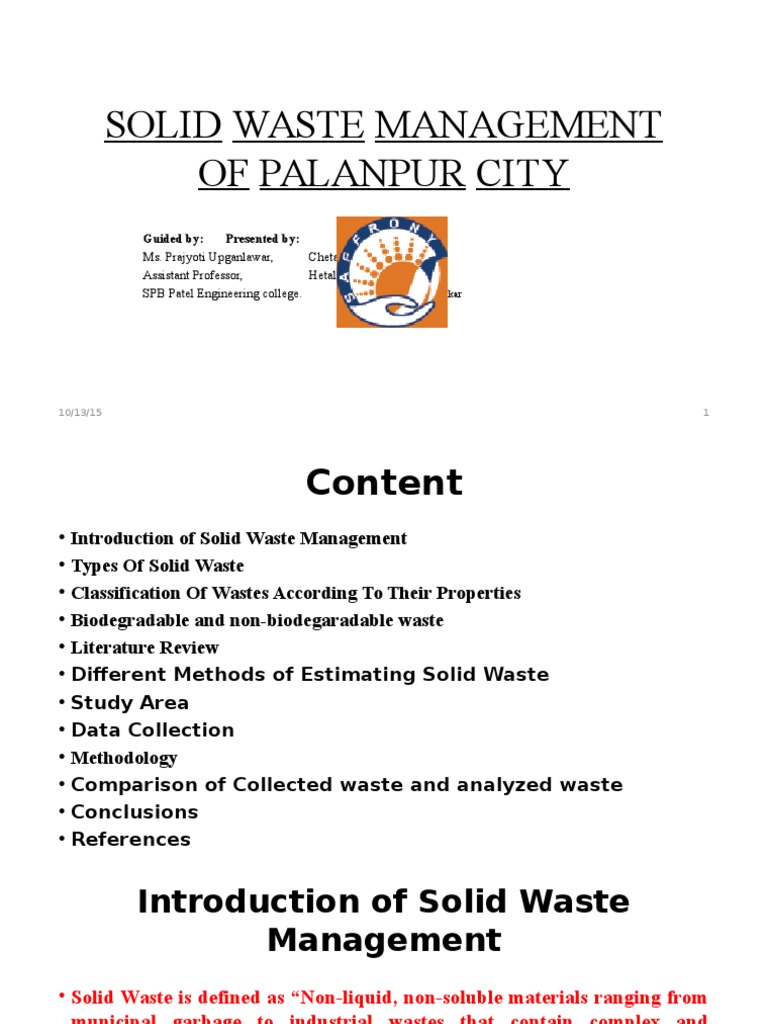 Solid Waste Management in Palanpur City | PDF | Municipal Solid Waste ...