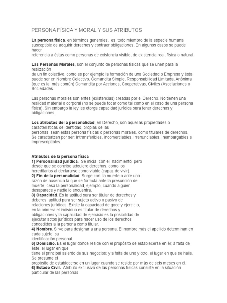 Atributos de Personas Físicas y Morales | PDF | Bienes (Ley) | Nacionalidad