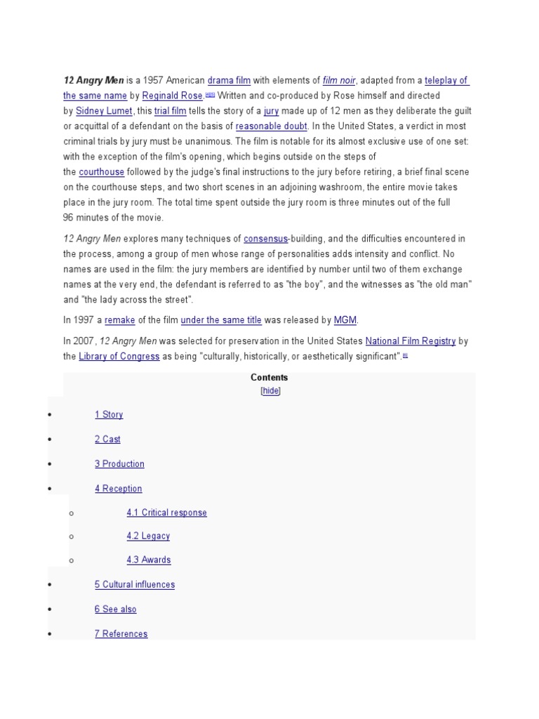 Juror Deliberations in 12 Angry Men | PDF | Legal Procedure | Judiciaries