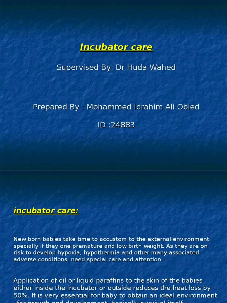 Incubator Care PDF Neonatal Intensive Care Unit Medicine