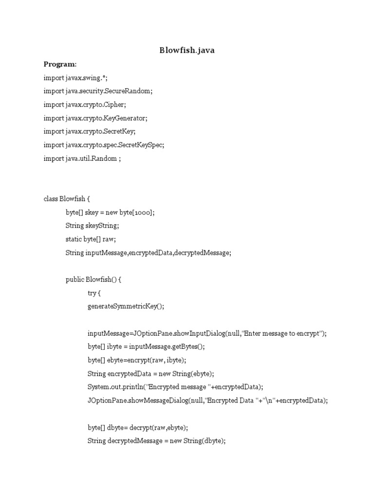 Blowfish - Java: Program | PDF | Computers