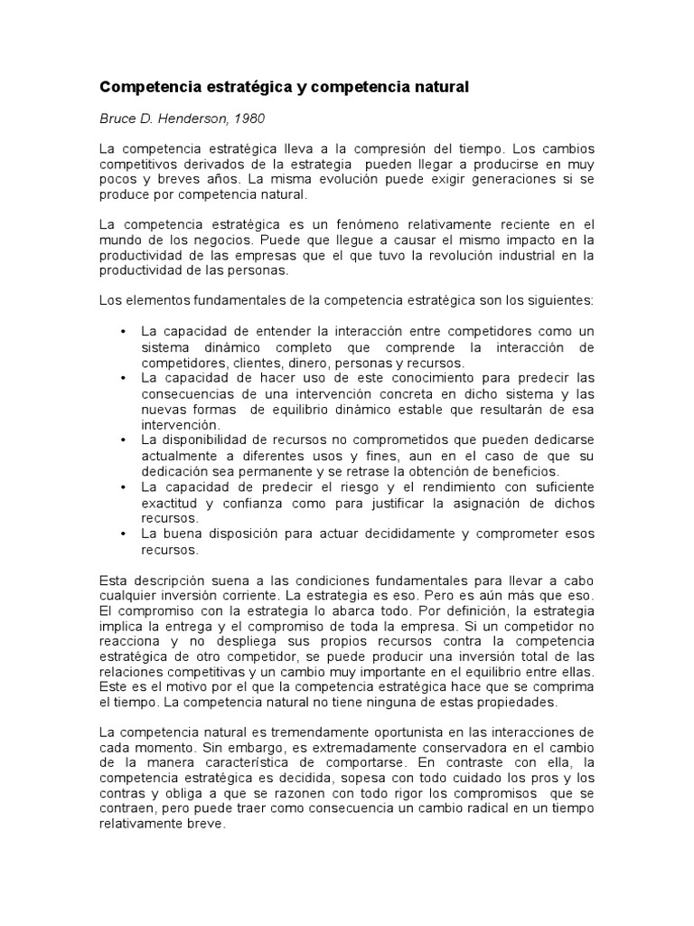 Competencia Estratégica vs. Natural | PDF | Teoría | Evolución