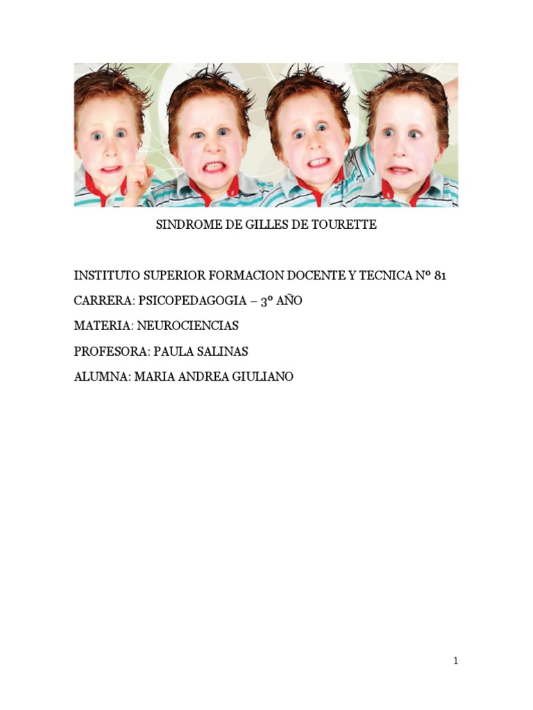 Sindrome de Tourette - Neurociencias | PDF | Síndrome de Tourette ...