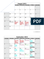 Tentative 2015 Homeroom Calendar