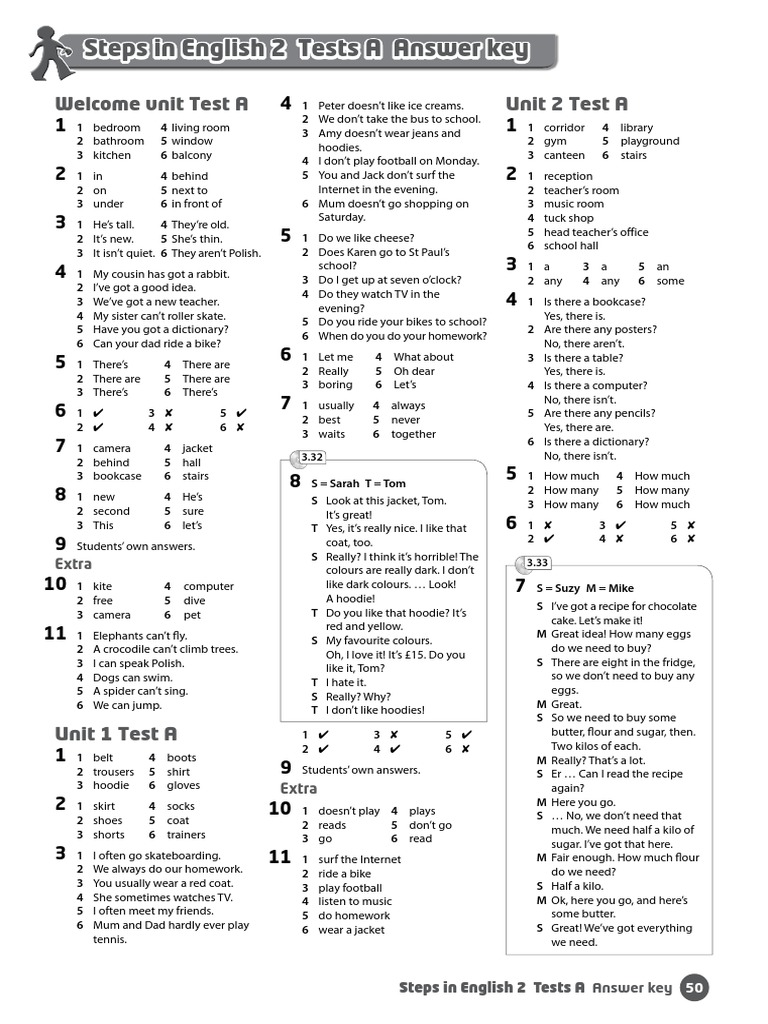 Steps In English 2 Unit 1 Test