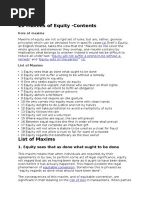 20 Maxims of Equity