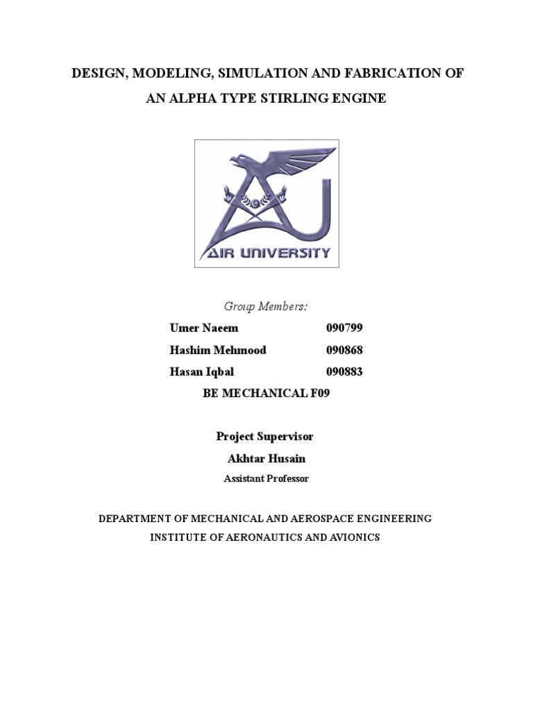 Alpha Stirling Engine Design & Fabrication | PDF | Internal Combustion ...