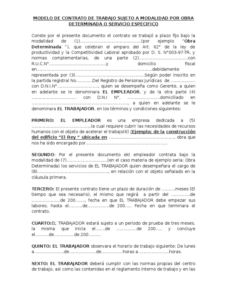 Modelo De Contrato Derecho Laboral Virtud