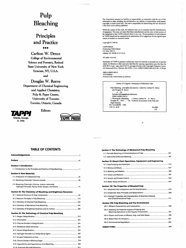 Pulp Bleaching Principles And Practice Pulp Paper Cellulose