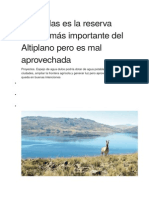 Lagunillas Es La Reserva Hídrica Más Importante Del Altiplano Pero Es Mal Aprovechada
